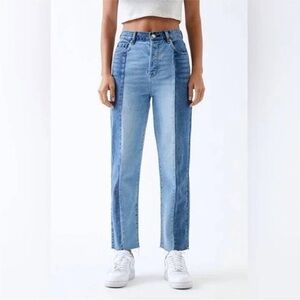 PacSun High Rise Mixed Two Tone Straight Leg Jeans